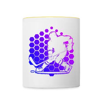 Eishockey Spieler Eishockey spielen Herren - Tasse zweifarbig - Weiß/Gelb - Vorne