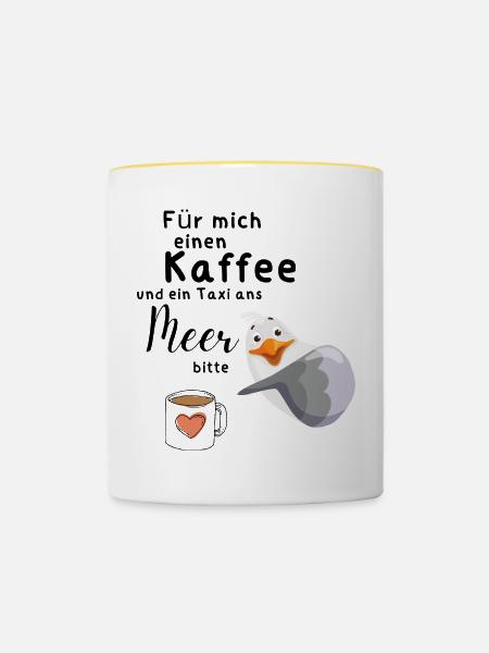 Für mich einen Kaffee - Tasse zweifarbig - Weiß/Gelb