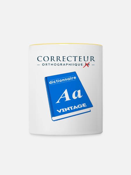 Rechtschreibprüfung - Tasse zweifarbig - Weiß/Gelb