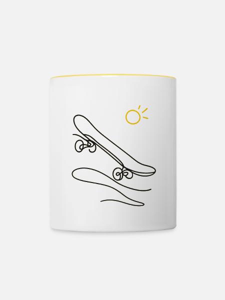 Skateboard - Tasse zweifarbig - Weiß/Gelb