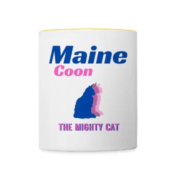 Puissance et force Maine Coon - Mug contrasté - blanc/jaune - Devant