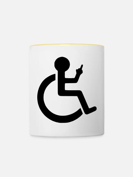 Rollstuhlfahrer äußern ihre Meinung # - Tasse zweifarbig - Weiß/Gelb