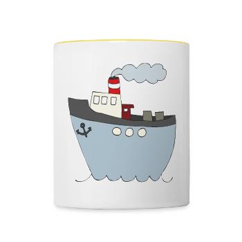 Playful ship design for children's clothing - Contrasting Mug - white/yellow - Front