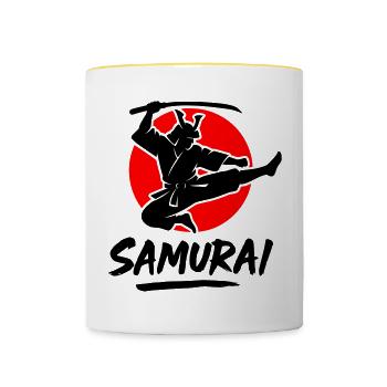 Samurai - Tasse zweifarbig - Weiß/Gelb - Vorne