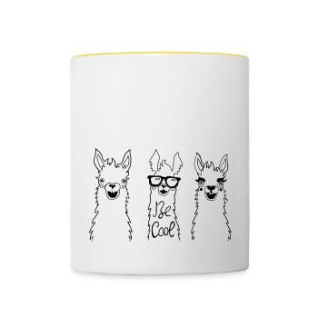 3 Lamas Be cool - Tasse zweifarbig - Weiß/Gelb - Vorne