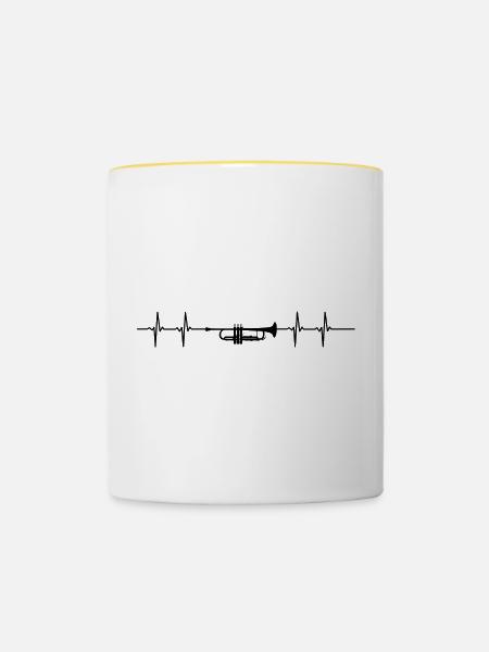 Trompete Puls schwarz - Tasse zweifarbig - Weiß/Gelb