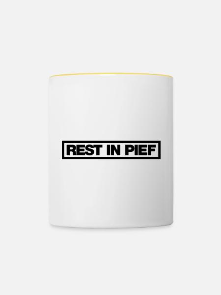 REST IN PIEF (R.I.P.) - Tasse zweifarbig - Weiß/Gelb