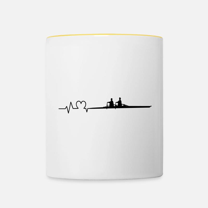 Rowing Heartbeat Double Sculls - Contrasting Mug - white/yellow