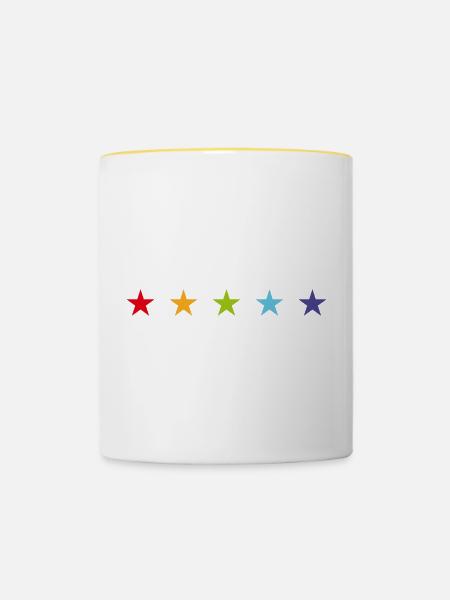Die 5 fünf Sterne - Tasse zweifarbig - Weiß/Gelb