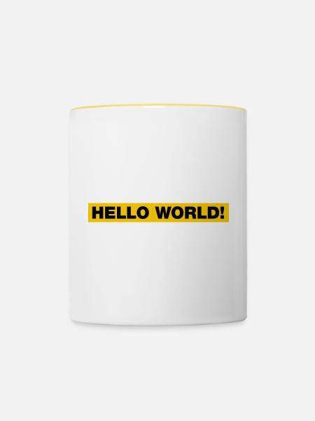 Hello World! - Tasse zweifarbig - Weiß/Gelb