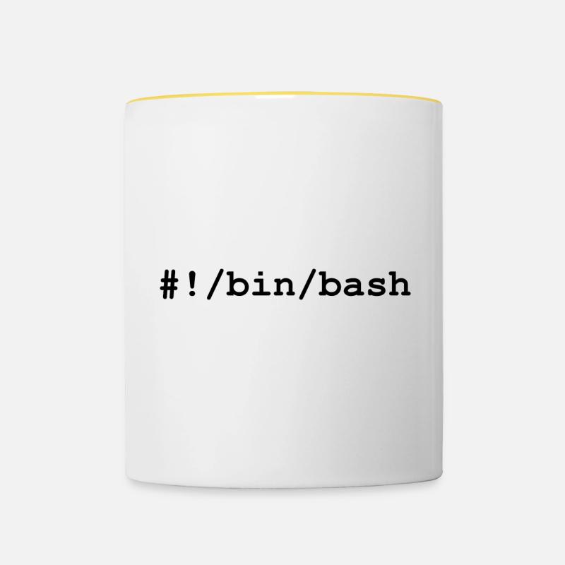 Shell bash / bourne-again sous Linux et Unix - Mug contrasté - blanc/jaune