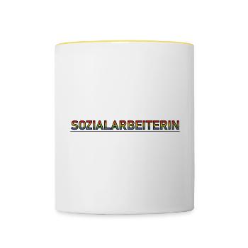 Sozialarbeiterin regenbogen verlauf - Tasse zweifarbig - Weiß/Gelb - Vorne