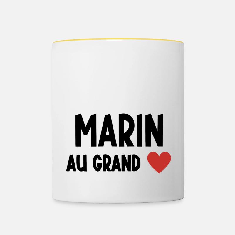 marin au grand cœur - Mug contrasté - blanc/jaune