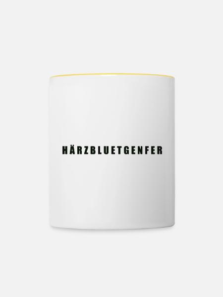 Härzbluetgenfer Kanton Genf - Tasse zweifarbig - Weiß/Gelb