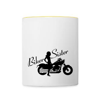 Biker Sister - Custom bike - Contrasting Mug - white/yellow - Front