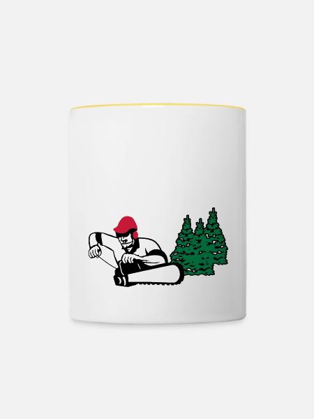 holzfäller - Tasse zweifarbig - Weiß/Gelb