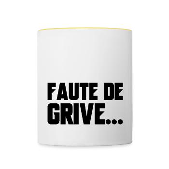 faute de grive - Mug contrasté - blanc/jaune - Devant