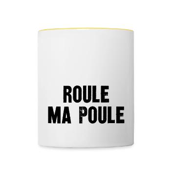 roule ma poule - Mug contrasté - blanc/jaune - Devant