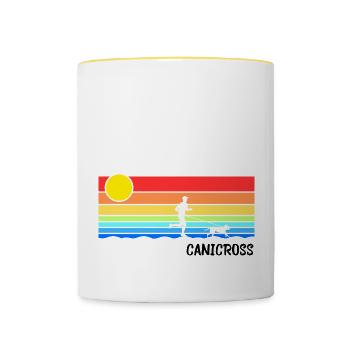 Canicross Herren Hundelauf Hundesport Idee - Tasse zweifarbig - Weiß/Gelb - Vorne