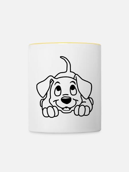 Ein kleiner Welpe - Tasse zweifarbig - Weiß/Gelb