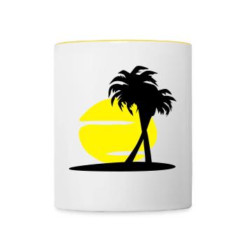 Island Dream - Insel, Sonne, Strand, Palmen und - Tasse zweifarbig - Weiß/Gelb - Vorne