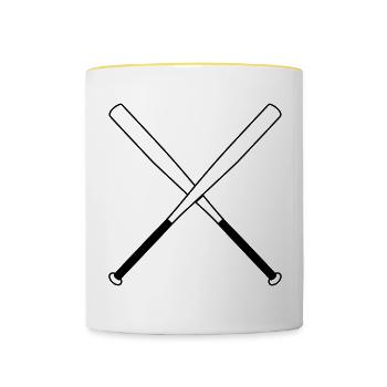 Baseballkeule, Schläger - Tasse zweifarbig - Weiß/Gelb - Vorne