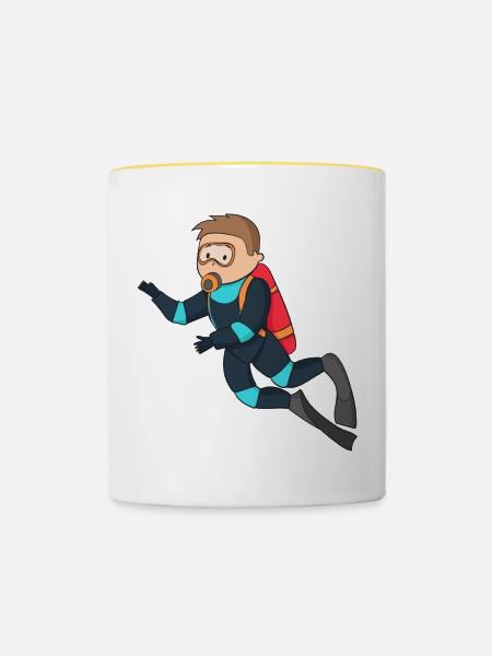 diving - Tasse zweifarbig - Weiß/Gelb