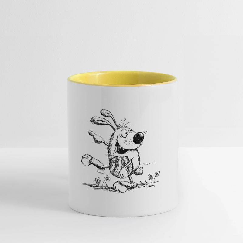 Funny easter bunny with easter egg - easter Contrasting Mug
