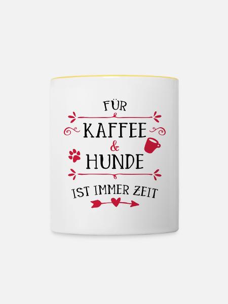 Herzpfote Kaffee Rahmen - Tasse zweifarbig - Weiß/Gelb