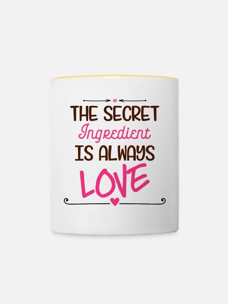 Geheime Zutat Liebe - Tasse zweifarbig - Weiß/Gelb