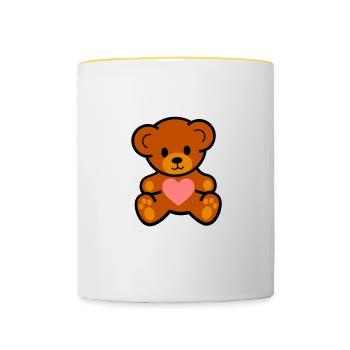 cute teddy bear - Contrasting Mug - white/yellow - Front