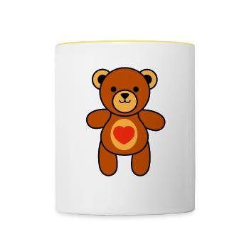 teddybeer - Mok tweekleurig - wit/geel - Voor