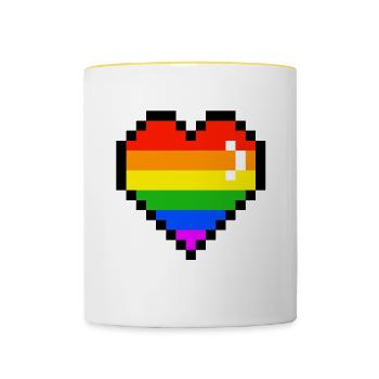 Herz regenbogen - Tasse zweifarbig - Weiß/Gelb - Vorne