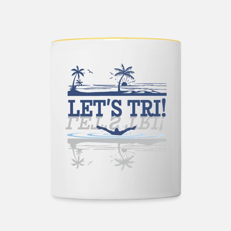 Triathlon - Let’s Tri ! - Mug contrasté - blanc/jaune