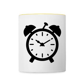 wecker uhr - Tasse zweifarbig - Weiß/Gelb - Vorne