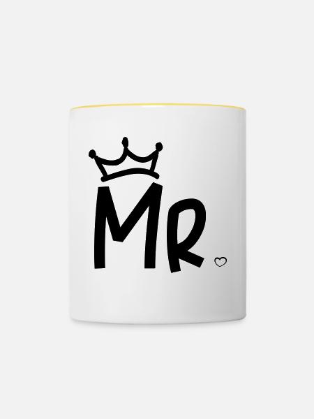 mr_heart_crown - Tasse zweifarbig - Weiß/Gelb