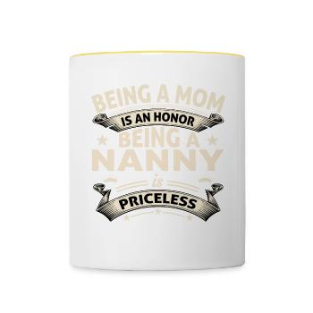 BEING A NANNY - Contrasting Mug - white/yellow - Front