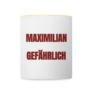 Lustig-Mein Name ist Maximilian - Tasse zweifarbig - Weiß/Gelb - Vorne