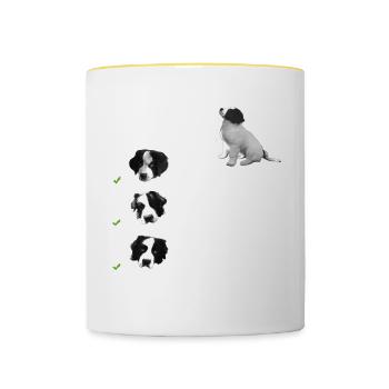 Hund-Landseer-Dog-Geschenkidee - Tasse zweifarbig - Weiß/Gelb - Vorne