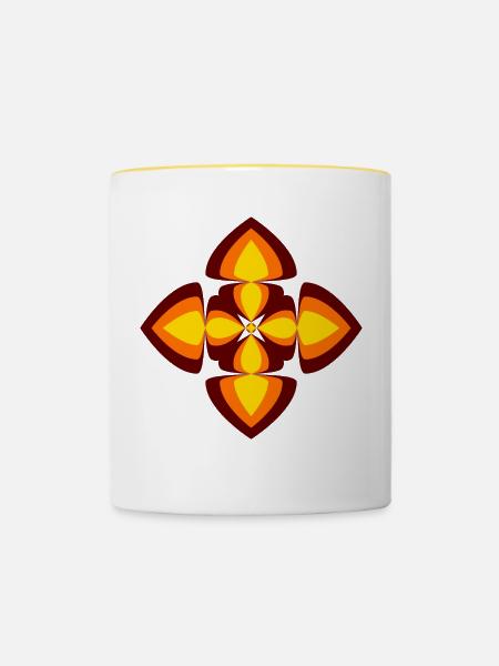70s - Tasse zweifarbig - Weiß/Gelb