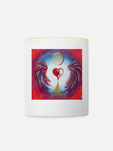 Herzengel der Quelle - Tasse zweifarbig - Weiß/Gelb