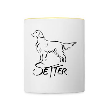 Setter stehend - Tasse zweifarbig - Weiß/Gelb - Vorne