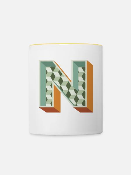N - Tasse zweifarbig - Weiß/Gelb