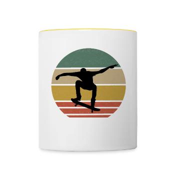 planche à roulette - Mug contrasté - blanc/jaune - Devant