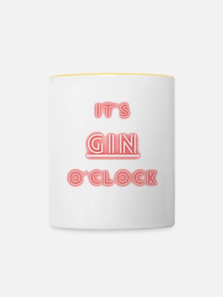 It's Gin o'clock | Gin - Tasse zweifarbig - Weiß/Gelb