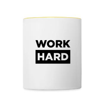 WORK HARD! - Contrasting Mug - white/yellow - Front