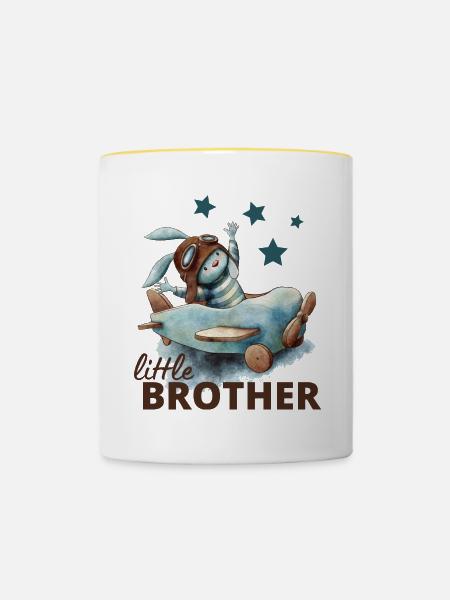 Kleiner Bruder - Tasse zweifarbig - Weiß/Gelb