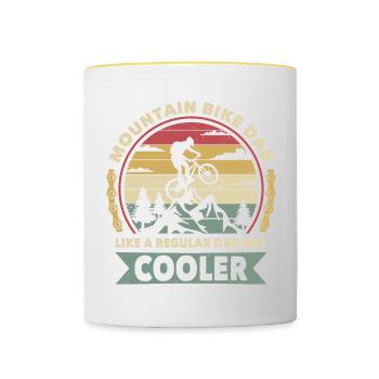 Mountain Bike Dad Like a regular dad but cooler - Contrasting Mug - white/yellow - Front