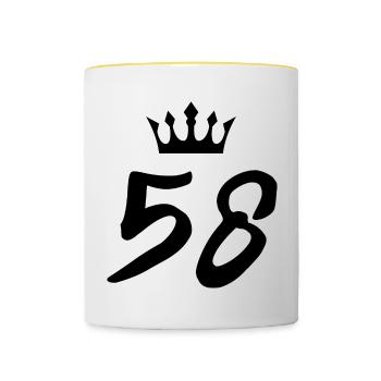 58 Number crown - Contrasting Mug - white/yellow - Front