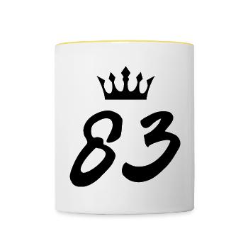 83 Number crown - Contrasting Mug - white/yellow - Front